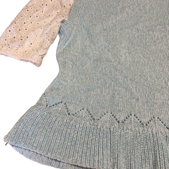NWT Crown & Ivy knit sweater vest shirt w/ attached eyelet lace puff sleeves Sm - Picture 6 of 6